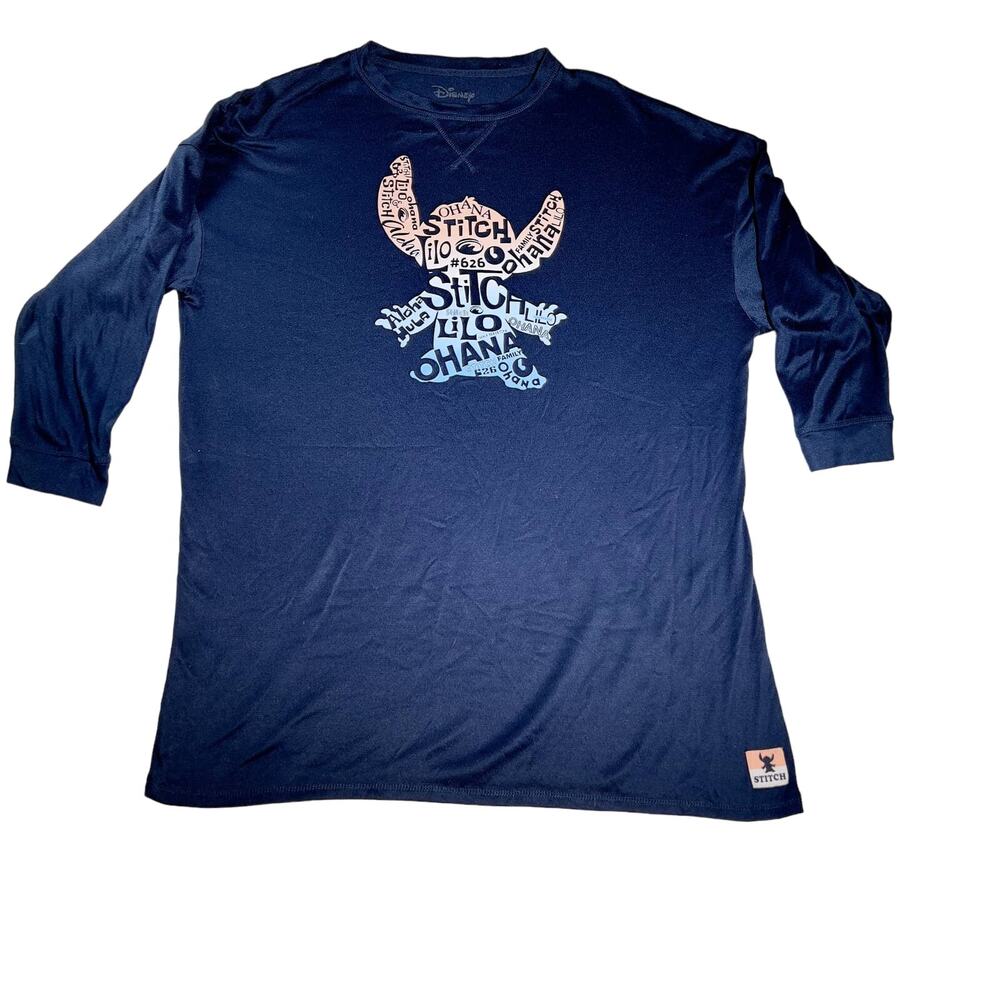 Disney Stitch Lilo Sleepwear Night Shirt Woman Medium 8-10 '21 Print Navy - Picture 1 of 15